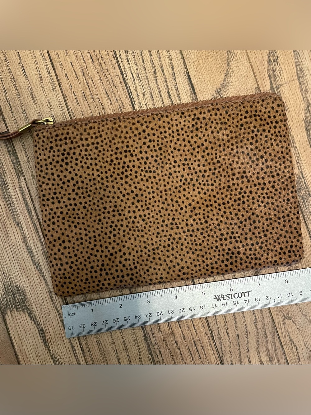 Madewell calf hair dot zippered pouch wallet clutch